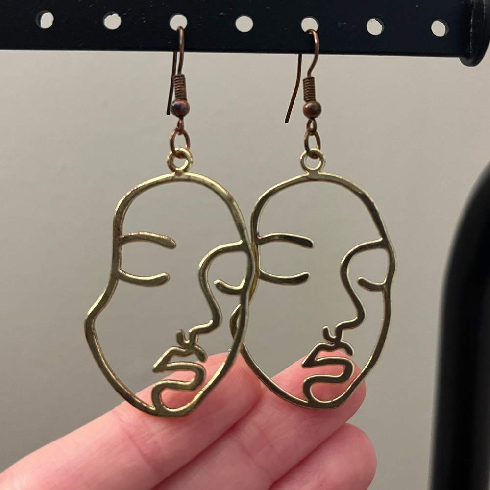 Gold Face Earrings